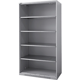 Schäfer Shop Genius armario de estantería para mercancías pesadas FS, chapa de acero, ancho 1055 x fondo 520 x alto 1950 mm, 5 OH, aluminio blanco, hasta 1000 kg
