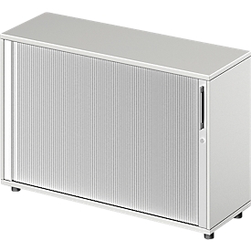 Schäfer Shop Genius Armario de persiana transversal TETRIS WOOD, 2 AA, An 1200 mm, altura incl. deslizador, gris luminoso