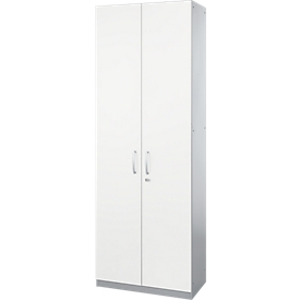 Schäfer Shop Genius Armario de puertas batientes TETRIS SOLID, cuerpo de acero, 5 AA, An 800 mm, con cerradura, blanco/aluminio blanco