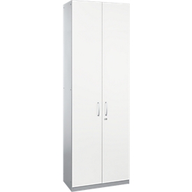 Schäfer Shop Genius Armario de puertas batientes TETRIS SOLID, cuerpo de acero, 6 AA, An 800 mm, con cerradura, blanco/aluminio blanco