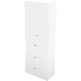 Schäfer Shop Genius Armoire à dossiers suspendus TETRIS WALL, 3 hauteurs de classeurs, 3 tiroirs, l. 800 x P 440 x H 2250 mm, blanc