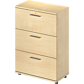 Schäfer Shop Genius Armoire à dossiers suspendus TETRIS WOOD, 3 HC, l. 800 mm, hauteur (patins inclus), verrouillable, coloris érable