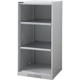 Schäfer Shop Genius Armoire à étagères FS, 3 HC, 2 étagères réglables en hauteur, jusqu'à 250 kg, L 545 x P 420 x H 1105 mm, acier, aluminium blanc RAL 9006
