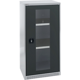 Schäfer Shop Genius Armoire à portes apparentes FS, 3 HC, verrouillable, 2 étagères, jusqu'à 250 kg, L 545 mm, acier, aluminium blanc RAL 9006/gris anthracite RAL 7016