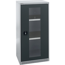 Schäfer Shop Genius Armoire à portes apparentes FS, acier, avec trous d'aération, L 545 x P 430 x H 1105 mm, 3 HC, blanc-aluminium/gris anthracite, jusqu'à 250 kg
