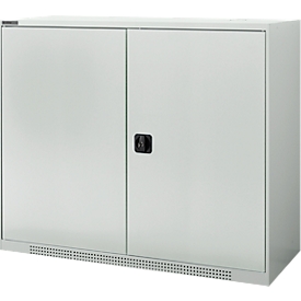 Schäfer Shop Genius Armoire à portes battantes FS, acier, avec trous d'aération, L 1343 x P 420 x H 1105 mm, 3 HC, gris clair/gris clair, jusqu'à 450 kg