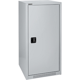Schäfer Shop Genius Armoire à portes battantes FS, acier, avec trous d'aération, L 545 x P 620 x H 1105 mm, 3 HC, aluminium blanc/aluminium blanc, jusqu'à 250 kg