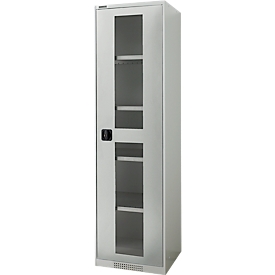 Schäfer Shop Genius Armoire à portes battantes FS, acier, fenêtre, trous d'aération, L 545 x P 620 x H 1950 mm, 5 HC, gris clair/gris clair, jusqu'à 250 kg