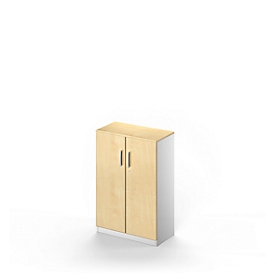 Schäfer Shop Genius Armoire à portes battantes TETRIS SOLID, 3 HC, l. 800 x H 1170 mm, 2 étagères, érable/alu blanc