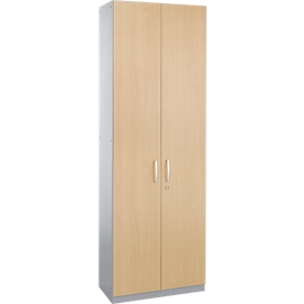 Schäfer Shop Genius Armoire à portes battantes TETRIS SOLID, corps en acier, 6 HC, l. 800 mm, verrouillable, coloris érable/alu blanc 