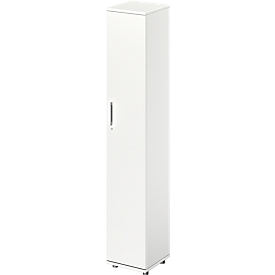 Schäfer Shop Genius Armoire à portes battantes TETRIS WOOD, 6 HC, l. 400 x P 421 x H 2270 mm, hauteur (patins inclus), porte fixée à droite, blanc 