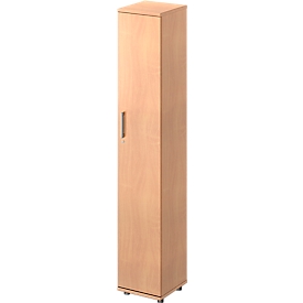 Schäfer Shop Genius Armoire à portes battantes TETRIS WOOD, 6 HC, l. 400 x P 421 x H 2270 mm, hauteur (patins inclus), porte fixée à droite, coloris hêtre 