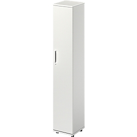 Schäfer Shop Genius Armoire à portes battantes TETRIS WOOD, 6 HC, l. 400 x P 421 x H 2270 mm, hauteur (patins inclus), porte fixée à droite, gris clair 