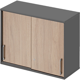 Schäfer Shop Genius Armoire à portes coulissantes à poser TETRIS WOOD, 2 HC, L 1000 mm, hauteur avec patins, chêne/graphite