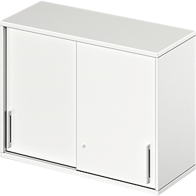 Schäfer Shop Genius Armoire à portes coulissantes à poser TETRIS WOOD, 2 HC, l. 1000 mm, hauteur (patins inclus), blanc
