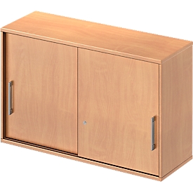 Schäfer Shop Genius Armoire à portes coulissantes à poser TETRIS WOOD, 2 HC, l. 1200 mm, hauteur (patins inclus), coloris hêtre