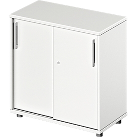 Schäfer Shop Genius Armoire à portes coulissantes TETRIS WOOD, 2 HC, l. 800 mm, hauteur (patins inclus), blanc