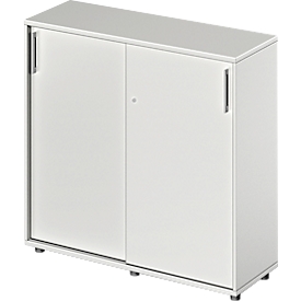 Schäfer Shop Genius Armoire à portes coulissantes TETRIS WOOD, 3 HC, L 1200 mm, hauteur incl. patins, gris clair