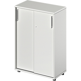 Schäfer Shop Genius Armoire à portes coulissantes TETRIS WOOD, 3 HC, L 800 mm, hauteur incl. patins, gris clair