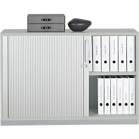 Schäfer Shop Genius Armoire à rideau coulissant transversal 2 HC, l. 1200 x P 421 x H 800 mm,  gris clair 