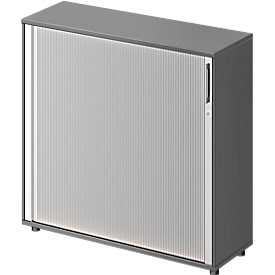 Schäfer Shop Genius Armoire à rideau transversal TETRIS WOOD, 3 HC, L 1200 mm, hauteur incl. patins, graphite