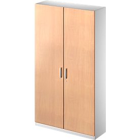 Schäfer Shop Genius Armoire de classement/vestiaire TETRIS SOLID, l. 1200 mm, 5 HC, verrouillable, coloris hêtre/alu blanc