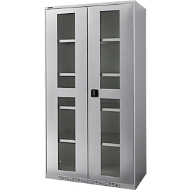Schäfer Shop Genius armoire pour charges lourdes FS, en tôle d'acier, avec hublot, L 1055 x P 520 x H 1950 mm, 5 OH, aluminium blanc, jusqu'à 1000 kg