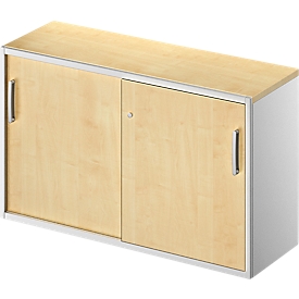 Schäfer Shop Genius Beistellschrank TETRIS SOLID, 2 OH, in Schreibtischhöhe, B 1200 mm, 25 mm Abdeckplatte,  Ahorn/weissalu