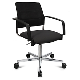 Schäfer Shop Genius Besucherstuhl SSI Proline Visit S3+, Netzrückenlehne, Universalrollen, schwarz/schwarz