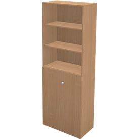 Schäfer Shop Genius Bibliothèque combinée étagères et portes TETRIS WALL, 6 HC, l. 800 x P 440 x H 2250 mm, décor hêtre