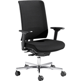 Schäfer Shop Genius Bürostuhl SSI PROLINE PREMIUM P2+, teilautomatische 3D-Synchronmechanik, mit Armlehnen, Polster-Rückenlehne, schwarz/alusilber