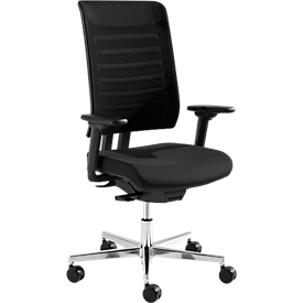 Schäfer Shop Genius Bürostuhl SSI PROLINE PREMIUM S2+, teilautomatische 3D-Synchronmechanik, mit Armlehnen, Netz-Rückenlehne, schwarz/alusilber