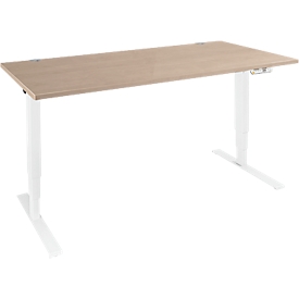 Schäfer Shop Genius bureau AERO FLEX, elektrisch in hoogte verstelbaar, rechthoekig, T-poot, B 1200 mm, eiken/wit + memoryplaat