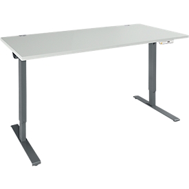 Schäfer Shop Genius bureau AERO FLEX, elektrisch in hoogte verstelbaar, rechthoekig, T-poot, B 1200 mm, lichtgrijs/antraciet + memoryplaat