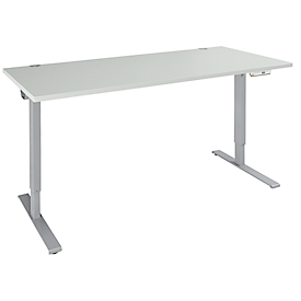 Schäfer Shop Genius bureau AERO FLEX, elektrisch in hoogte verstelbaar, rechthoekig, T-voet, B 1800 mm, aluminium lichtgrijs/wit