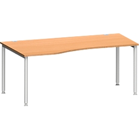 Schäfer Shop Genius Bureau asymétrique MODENA FLEX, extension à gauche l. 1800 mm, hêtre 