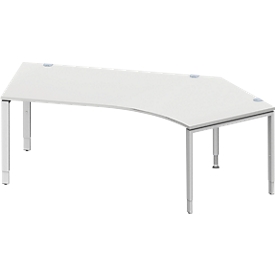 Schäfer Shop Genius Bureau d'angle MODENA FLEX 135°, approche à droite, L 2165 mm, gris clair