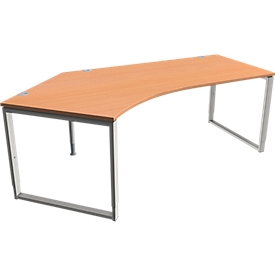 Schäfer Shop Genius Bureau d'angle MODENA FLEX, 135°, pied en forme d'étrier, approche à gauche, L, L 2165 mm, décor hêtre