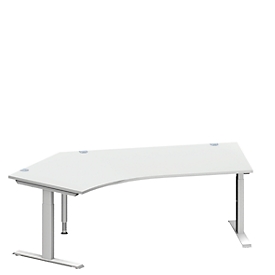Schäfer Shop Genius Bureau d’angle MODENA FLEX 135°, pieds en T avec tubes rectangulaires, l. 2165 mm, extension à gauche, 