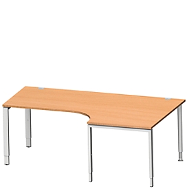 Schäfer Shop Genius Bureau d'angle MODENA FLEX 90°, approche à droite, L 2000 mm, hêtre