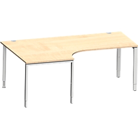 Schäfer Shop Genius Bureau d'angle MODENA FLEX 90°, approche à gauche, L 2000 mm, érable
