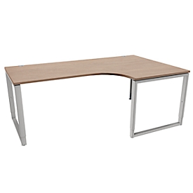 Schäfer Shop Genius Bureau d'angle MODENA FLEX, 90°, pied à repasser, approche à droite, L 2000 mm, décor chêne