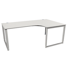 Schäfer Shop Genius Bureau d'angle MODENA FLEX, 90°, pied en forme d'étrier, approche à droite, L 2000 mm, gris clair