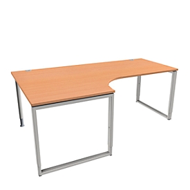 Schäfer Shop Genius Bureau d'angle MODENA FLEX, 90°, pied en forme d'étrier, approche à gauche, L 2000 mm, décor hêtre