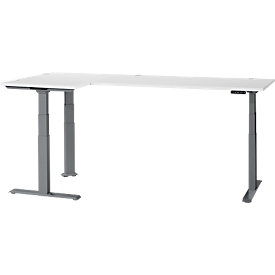 Schäfer Shop Genius Bureau d'angle Modena Flex, réglage électrique de la hauteur, angle de 90° des deux côtés, L 2000 x P 1600 mm, blanc/anthracite