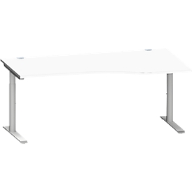 Schäfer Shop Genius Bureau de forme libre MODENA FLEX, approche à droite, blanc