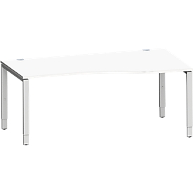 Schäfer Shop Genius Bureau de forme libre MODENA FLEX, approche à droite, L 1800 mm, blanc