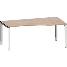 Schäfer Shop Genius Bureau de forme libre MODENA FLEX, approche à droite, L 1800 mm, décor chêne