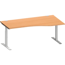 Schäfer Shop Genius Bureau de forme libre MODENA FLEX, approche à droite, largeur 1800 mm, hêtre