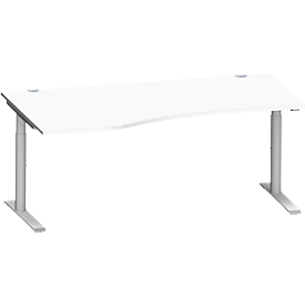 Schäfer Shop Genius Bureau de forme libre MODENA FLEX, approche à gauche, blanc
